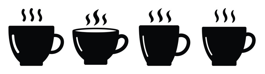 hot chocolate cup silhouette vector icons collection isolated on white background.Christmas Vector Icon Set.