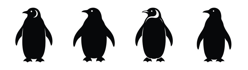 penguin minimal silhouette silhouette vector icons collection isolated on white background.Christmas Vector Icon Set. © Shilpy