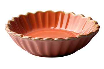 Elegant coral ceramic bowl with fluted design perfect for serving desserts or displaying decorative items on transparent background