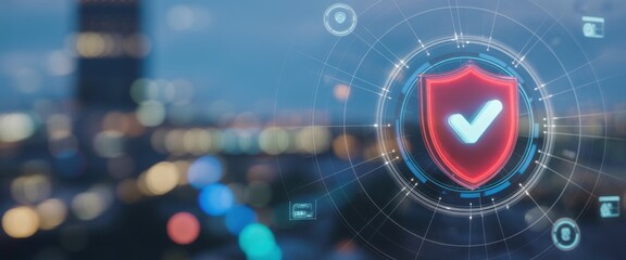 Digital Fortress: Shield of security, a digital illustration depicting the essence of safety in the digital landscape of modern technology and cyberspace.