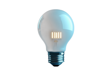 Glowing led light bulb showcases energy efficiency and modern lighting technology on transparent background