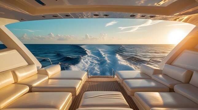 Opulent Travel: Vertical Shot of Yacht Stern in Cinematic Sunlight