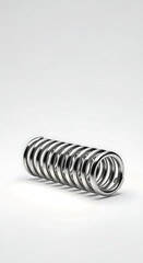 Silver Metal Coil Spring on White Background steel