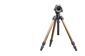 Camera on a tripod with a for photography and videography equipment setup on transparent background