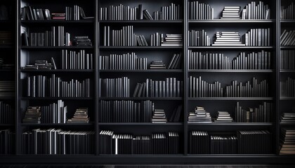 abstract black bookshelves knowledge dark background education concept