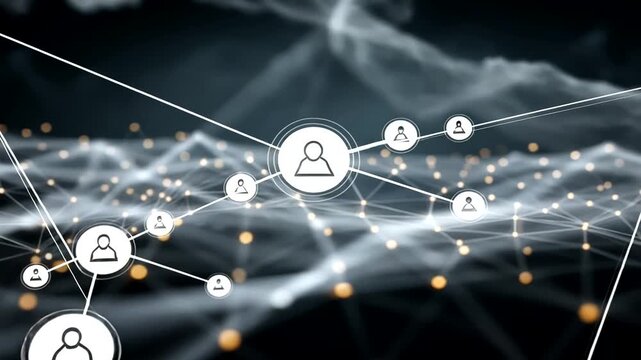 Futuristic Digital Network Visualization Connecting Multiple Users in a Cloud Environment