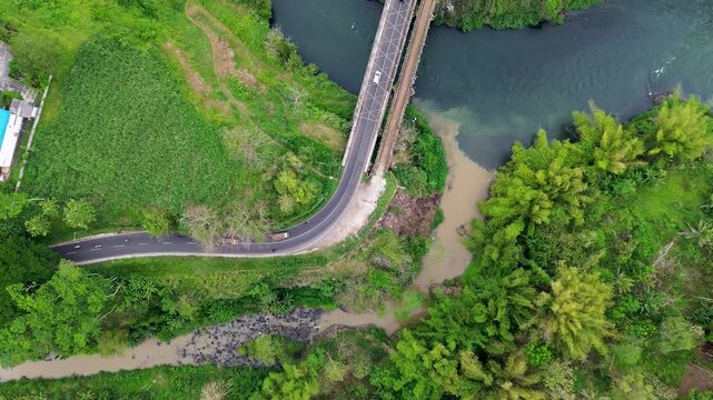 Aerial View of the Deadly Curve Road in Malang Regency