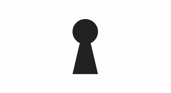 Black keyhole silhouette icon on white background