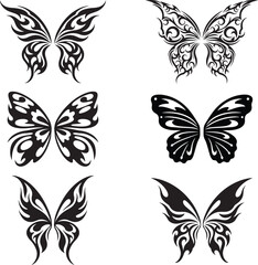 Obraz premium Tribal butterfly wings tattoo vector set
