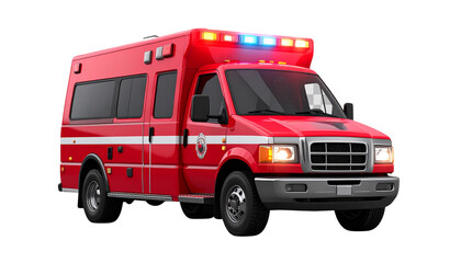 3D red emergency ambulance vehicle isolated PNG