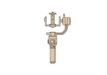 Illustration of a handheld camera stabilizer for smooth video recording.