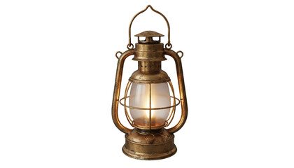 Vintage brass lantern isolated on transparent background