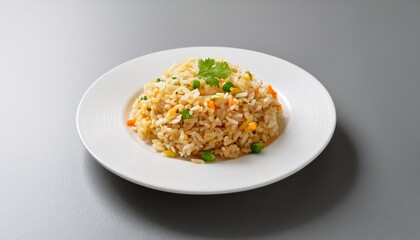 homemade fried rice on a minimalist white plate