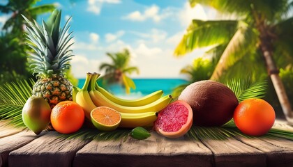 buah buahan segar dan alam tropis