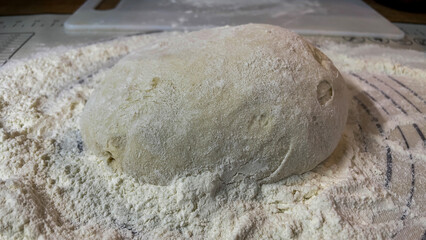 bread dough and flour
