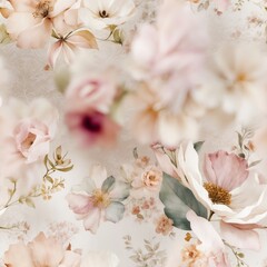 Softly blurred vintage floral patterns creating a serene and elegant atmosphere