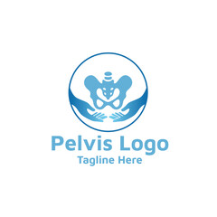 Pelvis bone Logo icon Human skeleton lower body anatomy symbol. Pelvic hip joint Illustation
