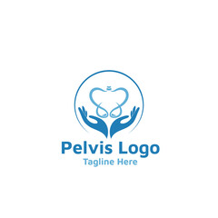 Pelvis bone Logo icon Human skeleton lower body anatomy symbol. Pelvic hip joint Illustation