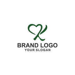 latter K love logo vector illustration