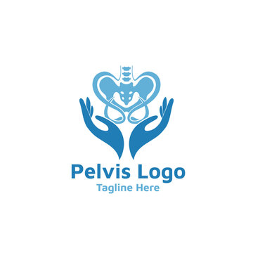Pelvis bone Logo icon Human skeleton lower body anatomy symbol. Pelvic hip joint Illustation