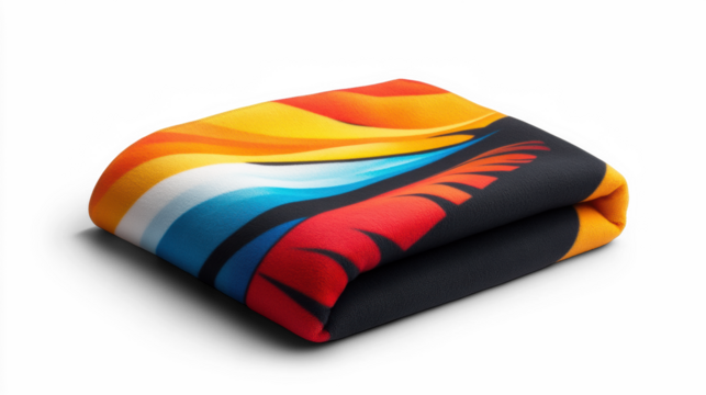 Colorful towel with abstract design, transparent background - Powered by Adobe