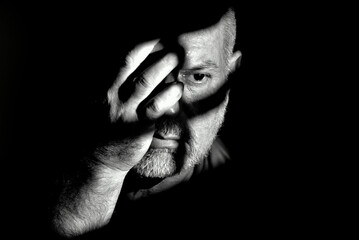 portraits facial expression body movements modern man in black and white photo fine art silhouette...