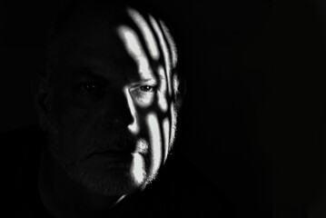 portraits facial expression body movements modern man in black and white photo fine art silhouette image of expression lighting light and shadow