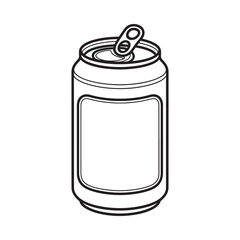 Simple line drawing of an open aluminum soda can with blank label space