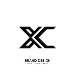 Modern Letter Xc or Cx line art minimal monogram logo