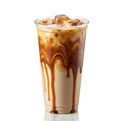 Caramel iced coffee drink isolated on a transparent background beverage creamy