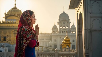 Devout Sikh Praying at Golden Temple on Guru Nanak Jayanti