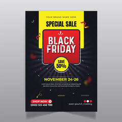  Black friday sale flyer design, A4 size print template
