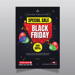  Black friday sale flyer design, A4 size print template