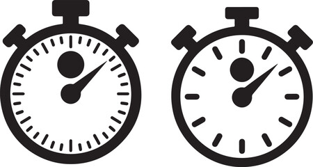 Stopwatch icon set vector graphics designs. Clocks icon collection design.Time and Clock icons set.