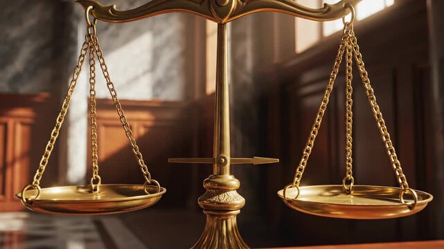 Golden Scales of Justice Symbolizing Balance and Fairness in Law