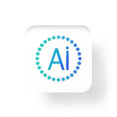 Ai logo in a circle of dots on a white square with rounded corners and drop shadow