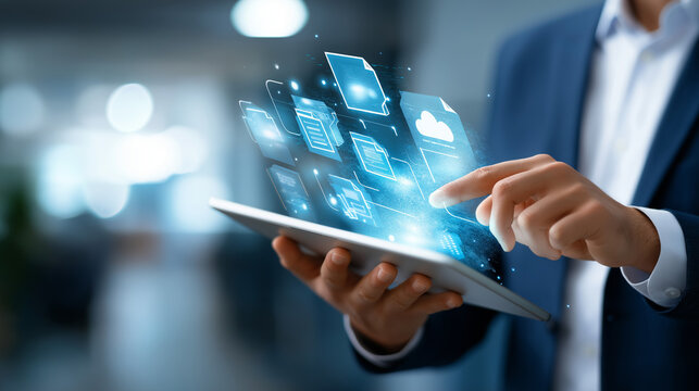 Document Management System DMS interface display enterprise resource planning ERP dashboard digital workflow sharing platform asset content management online backup files