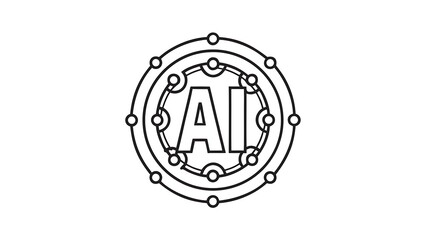 A stylized ai logo with concentric circles and connecting dots on a white background