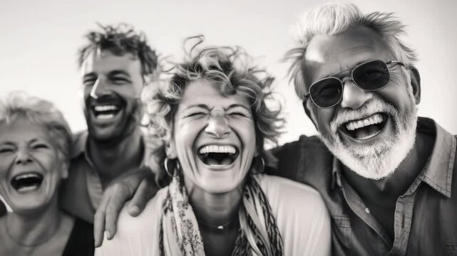 Joyful gathering of friends and family with laughter
