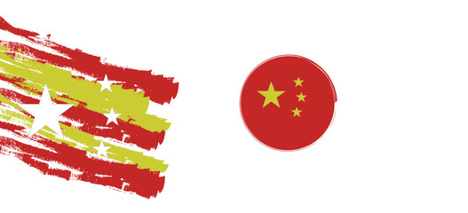 flag of china. hand drawn chinese flag icon. China flag sign. CN symbol png and vector illustration on transparent background.