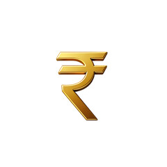 Golden Indian Rupee Symbol isolated on a transparent background currency finance