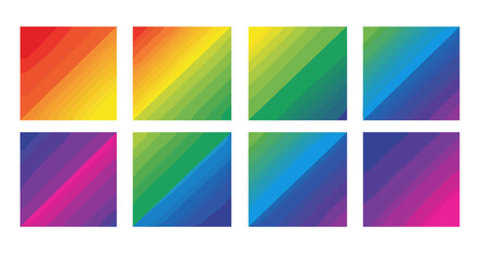 Naklejka premium Vibrant Gradient Squares Abstract Art Isolated on White Background Diverse Color Palettes