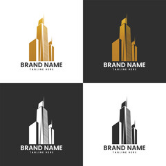 Elegant building logo design featuring modern architecture and city skyline concept