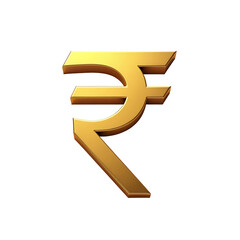 Golden rupee symbol on white background isolated on a transparent background currency