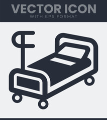 Simple hospital bed icon vector graphic medical care equipment symbol