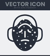 Sad face mask icon with dots illness sickness flu disease face covering