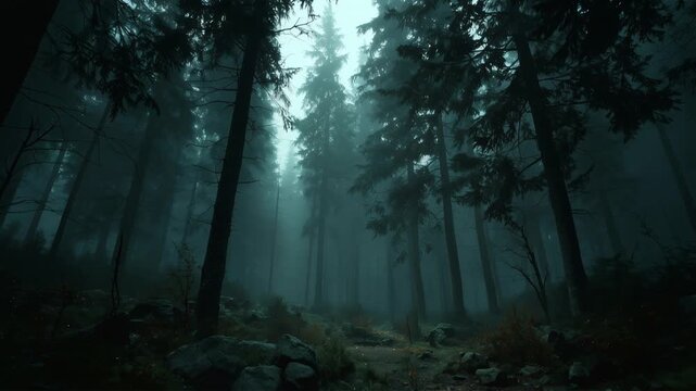 Bosque Oscuro y Tenebroso con Niebla &ndash; Ambientaci&oacute;n de Terror Cinem&aacute;tica