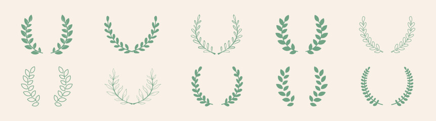 Laurel wreath award vector illustration — vintage champion trophy emblem with olive branch and floral decoration, victory and achievement symbol