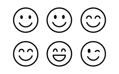 Fototapeta premium Simple line art smiley faces: expressions that spread joy and positivity