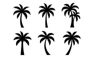 Naklejka premium Set of palm trees silhouettes on white background